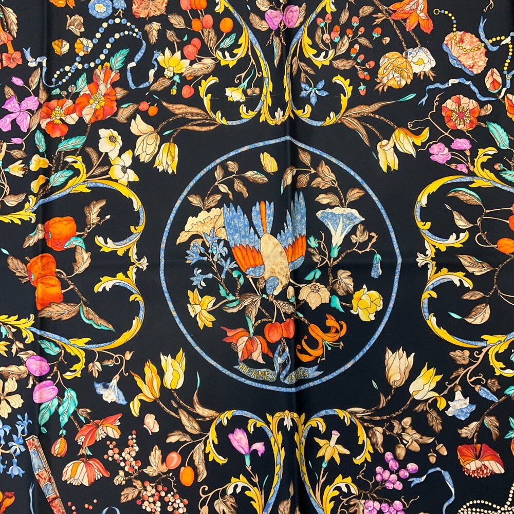 Hermes Black / Gold Multi Pierres d'Orient et d'Occident Square Silk Twill Scarf - Picture 9 of 9